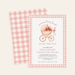 Berry Loved Strawberry Girl Baby shower Invitation Kaart