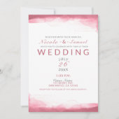 Berry Mauve Pink Waterverf Modern Chic Wedding Kaart (Voorkant)