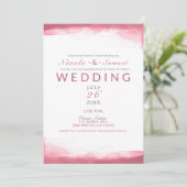 Berry Mauve Pink Waterverf Modern Chic Wedding Kaart (Staand voorkant)