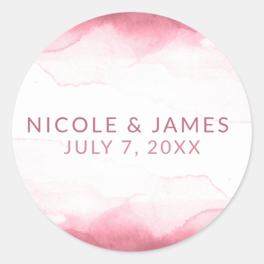 Berry Mauve Pink Waterverf Modern Chic Wedding Ronde Sticker (Voorkant)