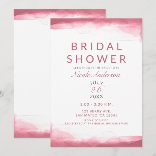 Berry Mauve Pink Waterverf Modern Vrijgezellenfees Kaart (Voorkant / Achterkant)