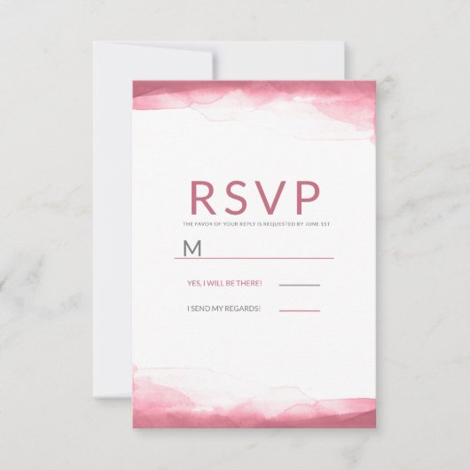 Berry Mauve Pink Waterverf Modern Wedding RSVP (Voorkant)