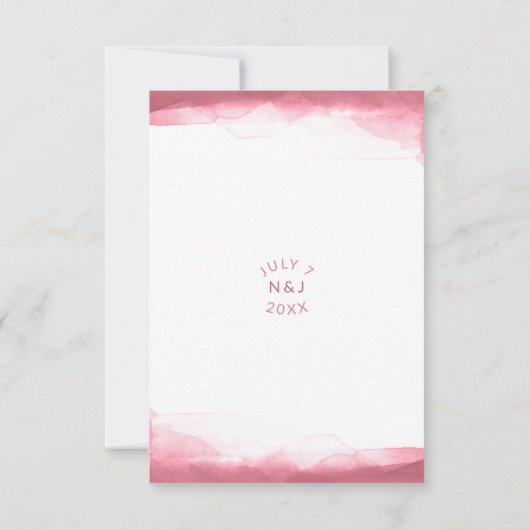 Berry Mauve Pink Waterverf Modern Wedding RSVP (Achterkant)