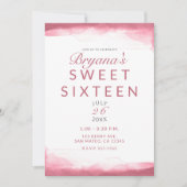 Berry Mauve Roze Waterverf Modern Sweet 16 Kaart (Voorkant)