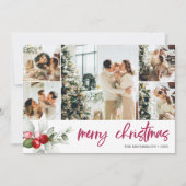 Berry Merry Christmas Brush Kalligrafie Foto Feestdagenkaart (Voorkant)