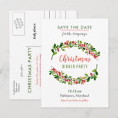 Berry Merry Christmas Dinner | Feestdag Aankondigingskaart (Voorkant / Achterkant)