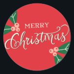Berry Merry Christmas Gift Label Sticker<br><div class="desc">Onze moderne en gepersonaliseerde stickers kunnen worden gebruikt als envelopzegels,  cadeaubonnen,  favoriete labels,  etiketten van objecten en nog veel meer. De mogelijkheden zijn eindeloos,  dus ga door en gebruik ze creatief. Beschikbaar in andere kleuren. De kleuren van de douane zijn ook beschikbaar op verzoek.</div>