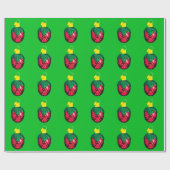 Berry Merry Christmas Green Wrapping Paper Cadeaupapier (Vlak)