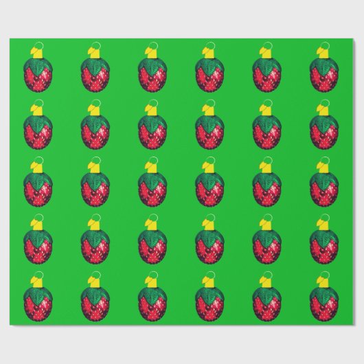 Berry Merry Christmas Green Wrapping Paper Cadeaupapier (Vlak)
