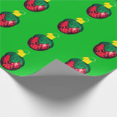 Berry Merry Christmas Green Wrapping Paper Cadeaupapier (Hoek)