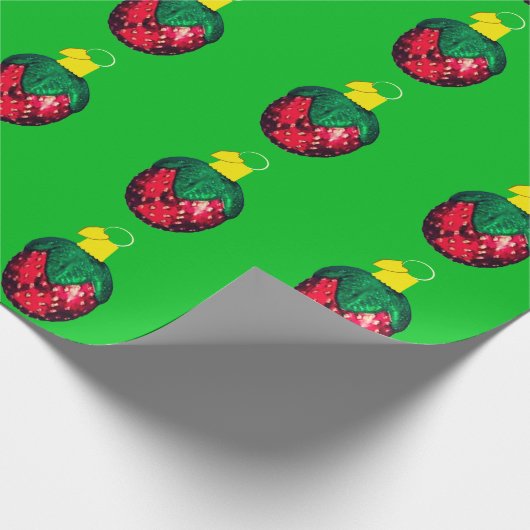 Berry Merry Christmas Green Wrapping Paper Cadeaupapier (Hoek)