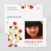 Berry Merry Christmas Holiday Photo Card Briefkaar Feestdagenkaart (Voorkant / Achterkant)