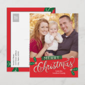 Berry Merry Christmas Photo Card Briefkaart (Voorkant / Achterkant)