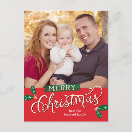Berry Merry Christmas Photo Card Briefkaart (Voorkant)
