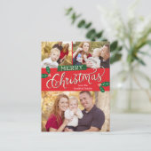 Berry Merry Christmas Photo Card Briefkaart (Staand voorkant)
