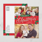 Berry Merry Christmas Photo Card Briefkaart (Voorkant / Achterkant)
