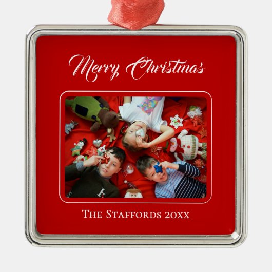 Berry Merry Christmas Red Photo Ornament (Voorkant)