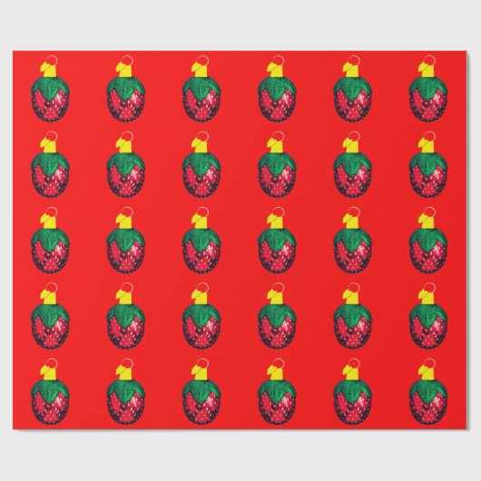 Berry Merry Christmas Red Wrapping Paper Cadeaupapier (Vlak)