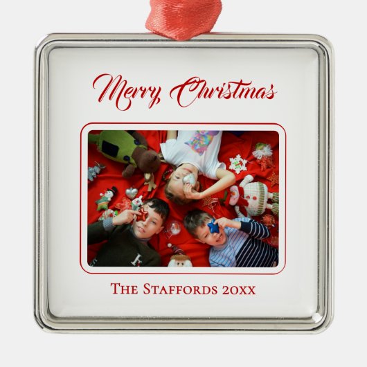 Berry Merry Christmas White Photo Ornament (Voorkant)