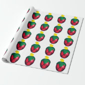 Berry Merry Christmas White Wrapping Paper Cadeaupapier (Uitgerold)