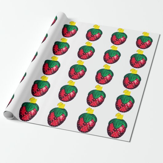 Berry Merry Christmas White Wrapping Paper Cadeaupapier (Uitgerold)