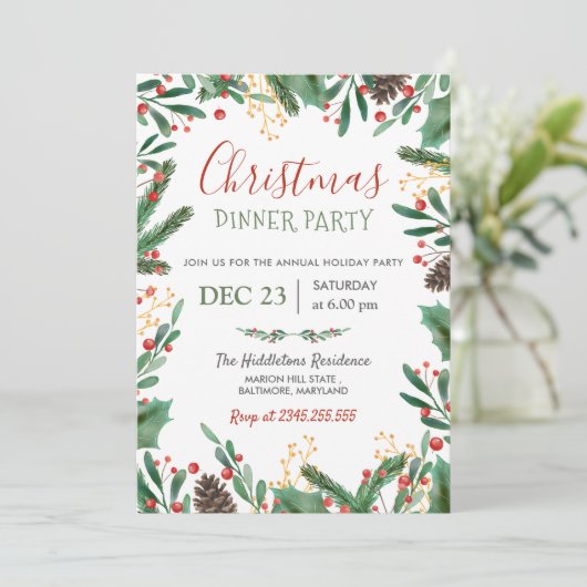 Berry Merry Christmas | Winterfeest Kaart (Staand voorkant)