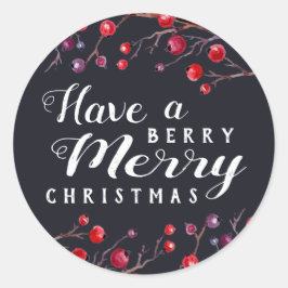 Berry Merry kerst Ronde Sticker