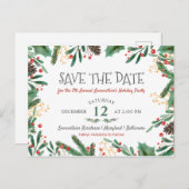 Berry Merry kerstfeestdag opslaat datum Aankondigingskaart (Voorkant / Achterkant)