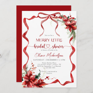 Berry Merry Little Christmas Floral Bridal Shower  Kaart