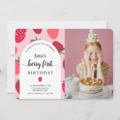 Berry met foto | Roze en rode aardbeien verjaardag Kaart (Voorkant)