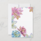 Berry Mint & Gold Garden Succulenten Bruiloft RSVP Kaart (Achterkant)