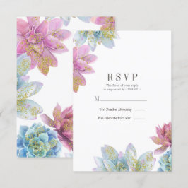 Berry Mint & Gold Garden Succulenten Bruiloft RSVP Kaart