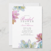 Berry Mint & Gold Garden Succulents Bruidsfeest  Kaart (Voorkant)