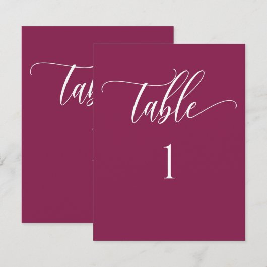 Berry Modern Minimalistisch tafelnummer (Voorkant / Achterkant)