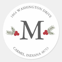 Berry Monogram Vakantie Retouradres Sticker