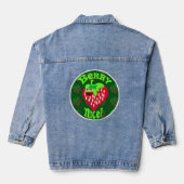 Berry Mooi Schattige Aardbei Cartoon Leuke Kunst Denim Jacket (Achterkant)