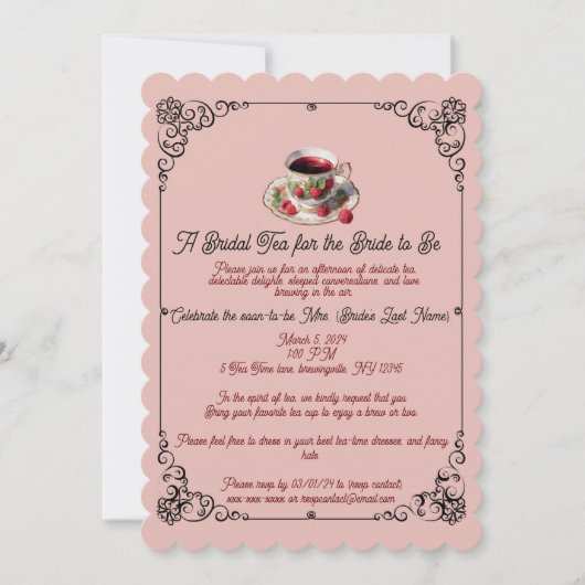 Berry Mooi Vrijgezellenfeest Theetijd Uitnodiging (Voorkant)