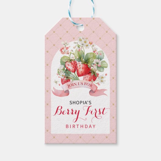 Berry Mooie eerste verjaardag Cadeaulabel (Voorkant)
