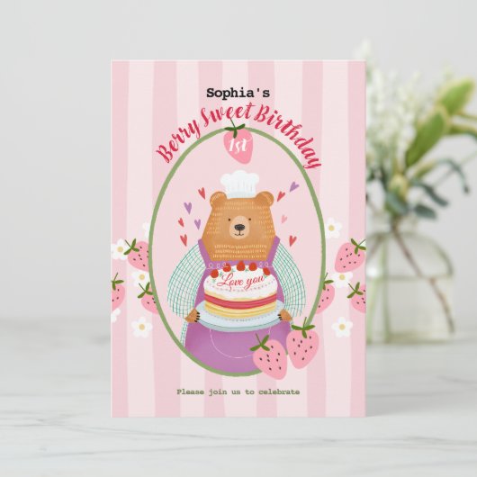 Berry Mooie eerste verjaardag Kaart (Staand voorkant)