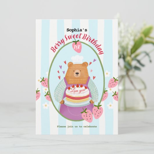 Berry Mooie eerste verjaardag Kaart (Staand voorkant)