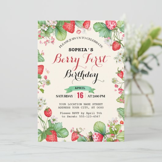 Berry Mooie eerste verjaardag Kaart (Staand voorkant)