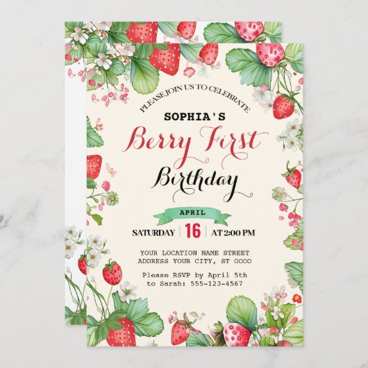 Berry Mooie eerste verjaardag Kaart (Voorkant / Achterkant)