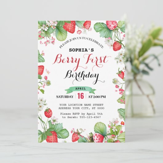 Berry Mooie eerste verjaardag Kaart (Staand voorkant)