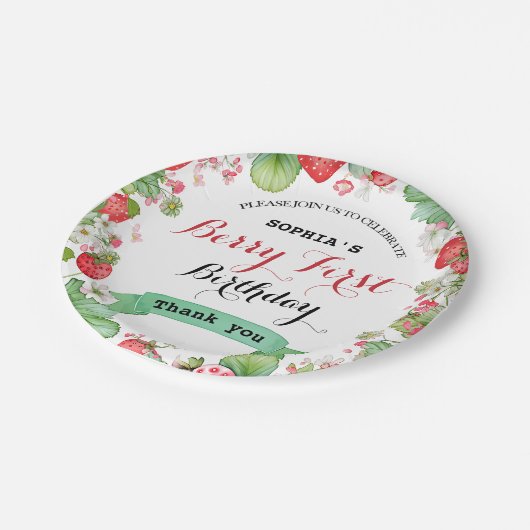 Berry Mooie eerste verjaardag Papieren Bordje (Gekanteld)