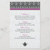 Berry Paars, Black, White Damask Menu Kaart (Voorkant)