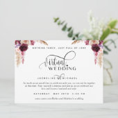 Berry, Paars en Blush Floral Virtual Wedding Kaart (Staand voorkant)