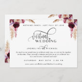 Berry, Paars en Blush Floral Virtual Wedding Kaart (Voorkant / Achterkant)