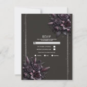 Berry Paarse Black Lily Roos Bloemen Huwelijk RSVP Kaart (Voorkant)