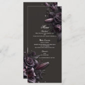 Berry Paarse Black Lily Roos Bloemen Trouwmenu Menu (Voorkant / Achterkant)