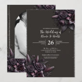 Berry Paarse & Zwarte Lelie Roos Bloemen Huwelijk Kaart (Voorkant / Achterkant)